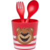 FC Bayern Becher + Besteck Set Berni 2teilig – Rot – Baby