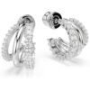 Paar Creolen SWAROVSKI „Schmuck Geschenk Hyperbola Ohrringe“, silber (metallfarben, kristallweiß, kristallweiß), Ohrringe, Damen, Metall, mit Swarovski Kristall