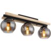 GLOBO Pendelleuchte Conni schwarz Rauch Metall Glas B/H/T: ca. 15×20,5×60 cm E27 3 Brennstellen