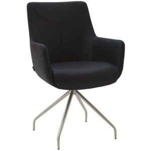 Casavanti Stuhl LEON Leder schwarz/silberfarbig