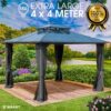Brast Alu Pavillon PAGODE 4x4m dunkelgrau mit Moskitonetz