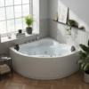 Indoor Whirlpool Eckbadewanne 149×149 cm, 13 Massagedüsen LED, Einbau, 2 Personen, tief, Acryl, Caribia VANATY Basic, Made in Germany