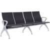 CLP Wartebank Airport-Stil Ermin, Sitzbank Flur mit Lehne, ergonomische Sitzschalen, Wartestühle mit robustem Alu-Gestell, bis 150 kg je Sitz