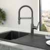 Villeroy und Boch Steel Expert Compact Küchenarmatur 92730005 5,4 l/min, Umstellung Strahl/Brause, Edelstahl, anthrazit matt