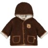 Feetje Plüsch-Wendejacke mit Kapuze Biber grau   braun 74