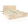 ABC MEUBLES Happy Holzbett 2 Plätze mit Schublade + Nachttische – 160×200 – Roh (ohne Lack)
