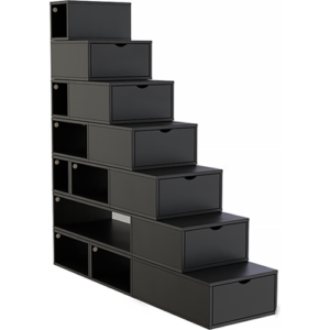 ABC MEUBLES Treppenregal 175 cm – Schwarz