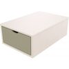 ABC MEUBLES Aufbewahrungswürfel Holz 75×50 cm + Schublade – Weiß/Mokka