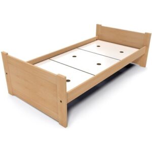 ABC MEUBLES Bett 90×190 1 Platz Holz Buche Solo – Roh (ohne Lack)