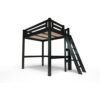 ABC MEUBLES Hochbett 140×200 aus Holz + verstellbare Leiter Alpage – Schwarz