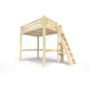 ABC MEUBLES Hochbett 140×200 aus Holz + verstellbare Leiter Alpage – Roh (ohne Lack)