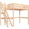 ABC MEUBLES Hochbett holz Sylvia 120×200 mit Müllertreppe – Roh (ohne Lack)