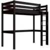 ABC MEUBLES Hohes bett 1-Personen Sylvia 90×200 mit gerader Leiter – Schwarz