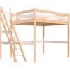 ABC MEUBLES Hochbett 160×200 Sylvia mit Müllertreppe – Naturlack/Weiß