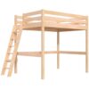 ABC MEUBLES Hochbett 140×200 Sylvia schräge Leiter – Roh (ohne Lack)