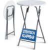 Casaria® Stehtisch klappbar Ø60cm Marmoroptik Weiß 110cm Höhe