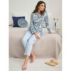 Avena Baumwoll-Schlafanzug Paisley – Hellblau gemustert – female – Size: 46