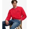 74.99 Superdry Herren Baumwolle Logo-Druck Block Text Rundhals-Sweatshirt, Rot, Größe: XXXL