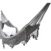 AUCO Hamac Double Bohème En Macramé Tissé À Franges En Toile – Grande Balançoire À Suspendre – Pour La Plage, La Cour, La Chambre À Coucher, Gris