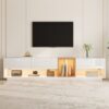NMONET Tv-lowboard 190 Cm Mit App-gesteuerter Led Und Hochglanzfront, Modernes Tv-board Für Wohnzimmer, Weiß