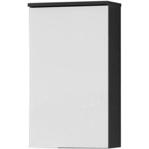 Fackelmann – Hängeschrank Kara / Mit Soft-close-system / Maße (b X H X T): Ca. 41 X 70 X 23 Cm / Türanschlag Rechts / Möbel Fürs Wc Oder Bad / Korpus: Anthrazit / Front: Lackiertes Glas In Weiß‘-‚80904