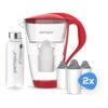 PearlCo GmbH Glas Wasserfilter inkl. 6 Kartuschen plus Glasflasche Rot