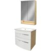 FACKELMANN B.STYLE Waschtisch Set mit Spiegelschrank 60 cm breit, Weiß/Braun,…
