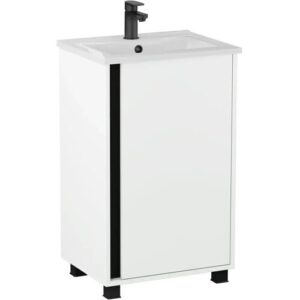 BADEDU LULE Gäste WC Waschtisch Set 51 cm breit, Weiß, Waschbecken Keramik…