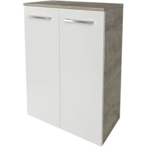 FACKELMANN B.STYLE Doppel Midischrank 60 cm breit, Weiß/Braun hell