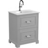 BADEDU RILA Waschbecken mit Unterschrank 60 cm breit, Grau matt, Waschbecken…