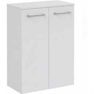 FACKELMANN B.ROUND Doppel Midischrank 60 cm breit, Weiß, mit Wäschekorb