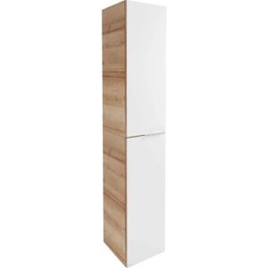 Fackelmann B.BRILLANT Hochschrank, 30 cm breit, Weiß Glas/Braun hell