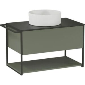BADEDU DUNA Waschbecken mit Unterschrank 80 cm breit, Grün,…