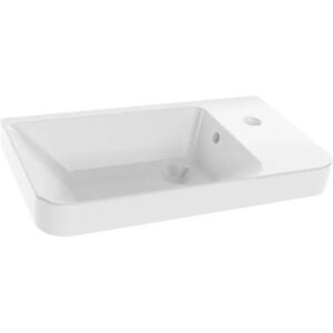 FACKELMANN MILANO Waschbecken 55 cm breit, Keramik, Weiß, Hahnloch rechts