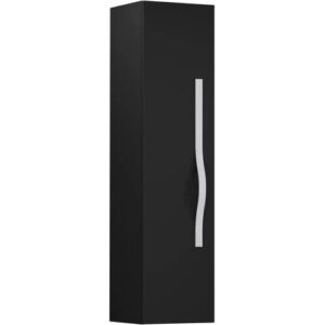 BADEDU FILS Hochschrank 33 cm breit, Schwarz, Griff Silber