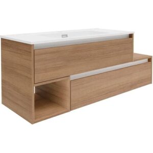 FACKELMANN VITA Waschbecken mit Unterschrank 129 cm breit, Braun hell,…