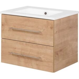 FACKELMANN B.PERFEKT Waschbecken mit Unterschrank 62 cm breit, Braun hell,…