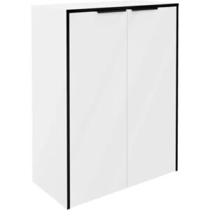 FACKELMANN FLAIR Doppel Midischrank 63 cm breit, Weiß/Anthrazit mit Wäschekorb