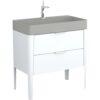 BADEDU SORA Waschbecken mit Unterschrank 80 cm breit, Weiß matt, Waschbecken…