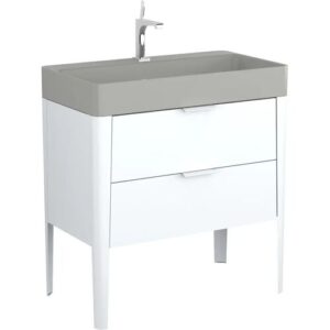 BADEDU SORA Waschbecken mit Unterschrank 80 cm breit, Weiß matt, Waschbecken…