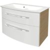 FACKELMANN B.STYLE Waschbecken mit Unterschrank 83 cm breit, Weiß/Braun,…