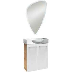 FACKELMANN SBC MILANO Gäste WC Waschtisch Set mit Spiegel 55 cm breit,…