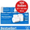 Easyprint Thermorollen 57 mm x 40 mm x 12 mm, 18 Meter, Thermopapier/Bonrolle/Endlosrolle weiß BPA-frei (PEFC), 100 Stück