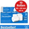 Easyprint Thermorollen 80 mm x 80 mm x 12 mm, 90 Meter, Thermopapier/Bonrolle/Endlosrolle weiß BPA-frei (PEFC), 10 Stück