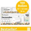 Infowerk Thermorollen 57 mm x 40 mm x 12 mm, 18 Meter, Thermopapier/Bonrolle/Endlosrolle weiß BPA-frei (PEFC), 100 Stück