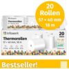 Infowerk Thermorollen 57 mm x 40 mm x 12 mm, 18 Meter, Thermopapier/Bonrolle/Endlosrolle weiß BPA-frei (PEFC), 20 Stück