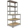 shelfplaza PRO 190x100x60 cm Werkbank Regal in grau mit 6 Böden und 166 kg Traglast pro Boden
