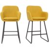 Miliboo Barhocker senfgelber Stoff mit Samteffekt H65cm (2er-Set) AMIKA