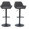 Miliboo Design-Barhocker verstellbar anthrazitgrauer Stoff 2er-Set RONNIE