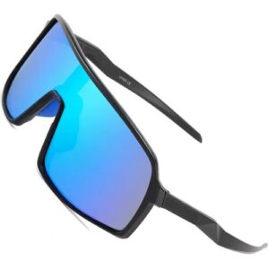 INF Stylische polarisierte Sonnenbrille – Schwarzer Rahmen Blaues Quecksilber